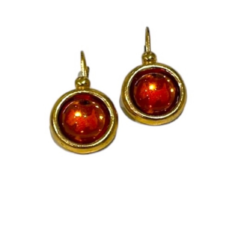 Agatha Paris golden drop earrings w/citrine color stone. EUC